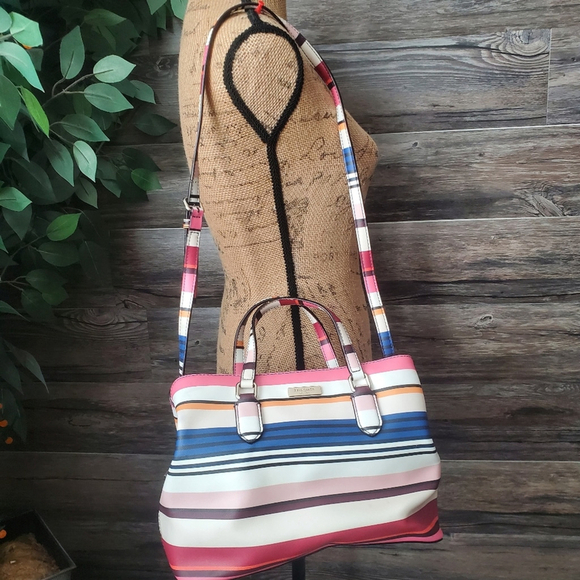 kate spade Handbags - Kate Spade Laurel Way Berber Stripe Pink Tote Crossbody